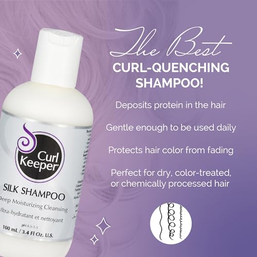 Curl Keeper Silk Shampoo 3.8 Fl Oz - Deep Moisturizing, Sulfate-Free, Water-Based for All Curl Types