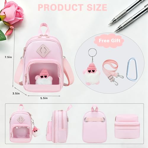 Large Capacity Kids Mini Backpack Pencil Case with Keychain - Pink