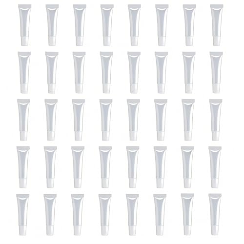 40 Pcs Clear Lip Gloss Tubes 15ML Refillable Cosmetic Containers for DIY Lip Balm & Travel