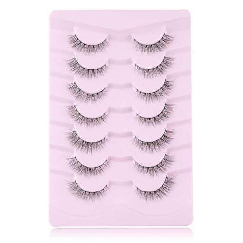 Onlyall Natural Lashes Wispy Lashes Natural Look False Eyelashes Soft Fluffy Fake Eyelashes 7 Pairs D1 Natural (6-13MM)