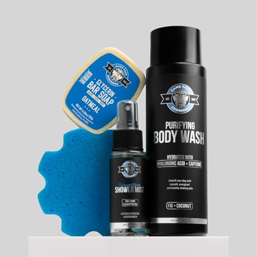Men's Plant-Based Hydrating Body Wash with Exfoliation – Fig & Coconut Scent, 12 Fl Oz