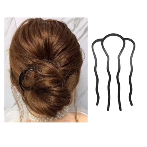6-Piece Metal Hair Fork Clips for Updos and Buns - Black