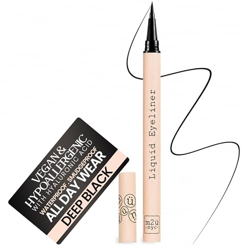 M2U NYC Waterproof Liquid Eyeliner Pen Black - No Smudge, Up to 24H Wear