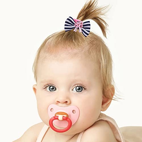 50 Pcs Girls Elastic Hair Ties with Cute Bows - Soft Colorful Hair Bands