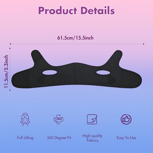 Mr.Jing 2 Pack Black & Black V-Line Chin Up Masks for Face Slimming & Double Chin Reduction