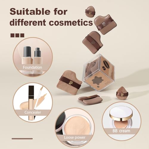 Guoxiaoniu 24pcs Powder Puff Set with 4 Cases - Reusable Makeup Sponges for Foundation & Powder, Includes Velour & Travel Puffs, 4-Box Variation