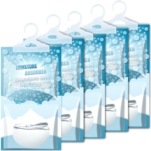Corodo 5 Pack Hanging Moisture Absorber Bags - Dehumidifier for Closet & Bathroom