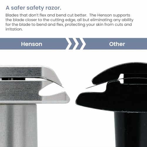 Henson Shaving Razor - Jet Black Double Edge Safety Razor with 5 Spare Blades - 30¡Æ Angled Precision With Superior Blade Rigidity- Reusable Single Blade Razors For Men and Women - Mild Aggression
