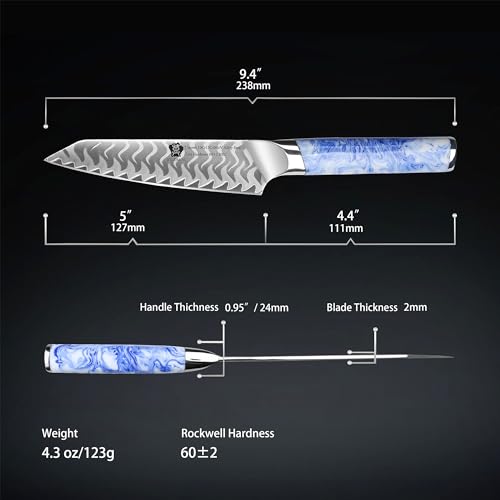 WILDMOK 5-Inch Utility Knife - Ultra Sharp Kitchen Knife with Resin Handle