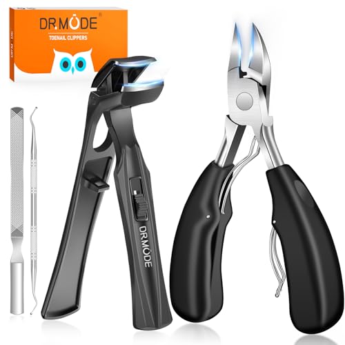 DRMODE 4pcs Toenail Clippers for Thick Nails - Ergonomic & Heavy Duty