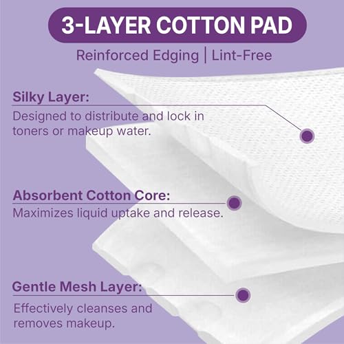 Extra Large Cotton Pads 3x3 Inch, 140 Count - Soft & Lint-Free for Sensitive Skin