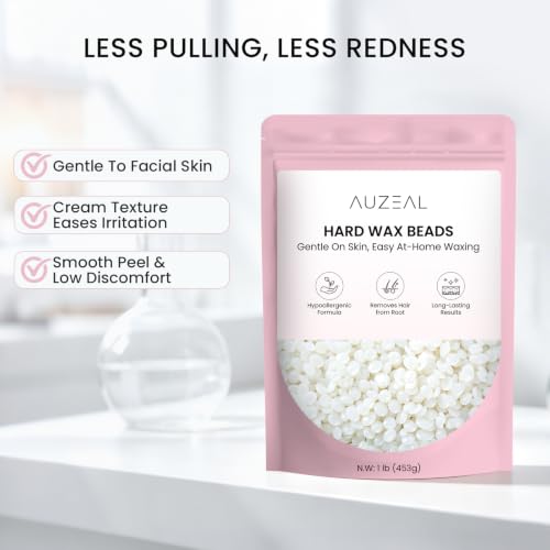 AUZEAL Unscented Hard Wax Beads for Sensitive Skin - 1lb