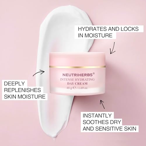 Neutriherbs Hydrating Day Cream with Hyaluronic Acid & Shea Butter - Lightweight Skin Moisturizer for Sensitive & Dry Skin 1.69oz