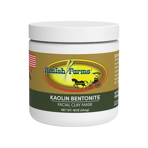 Amish Farms Kaolin Bentonite Clay Face Mask for Pore Cleansing 16 oz - Deep Detox & Skin Softening