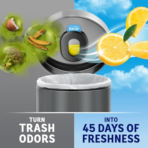 Febreze Trash Can Odor Fighter Air Freshener with 2 Refills - Fresh Lemon & Linen Scents