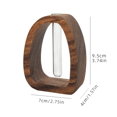MIGAKU HOME Solid Wood Frame Glass Test Tube Vase for Hydroponics