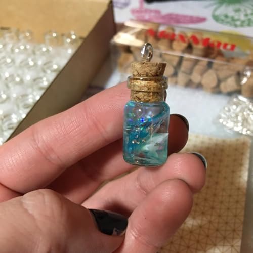 64 Mini Glass Bottles with Cork Stoppers & Eye Screws - 1ml