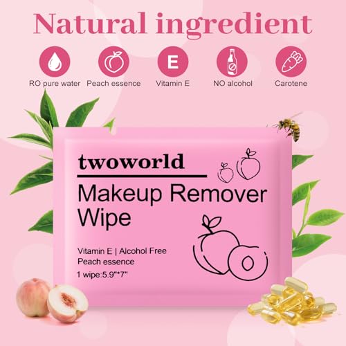 100 Individually Wrapped Makeup Remover Wipes, Honey Peach Travel Wipes