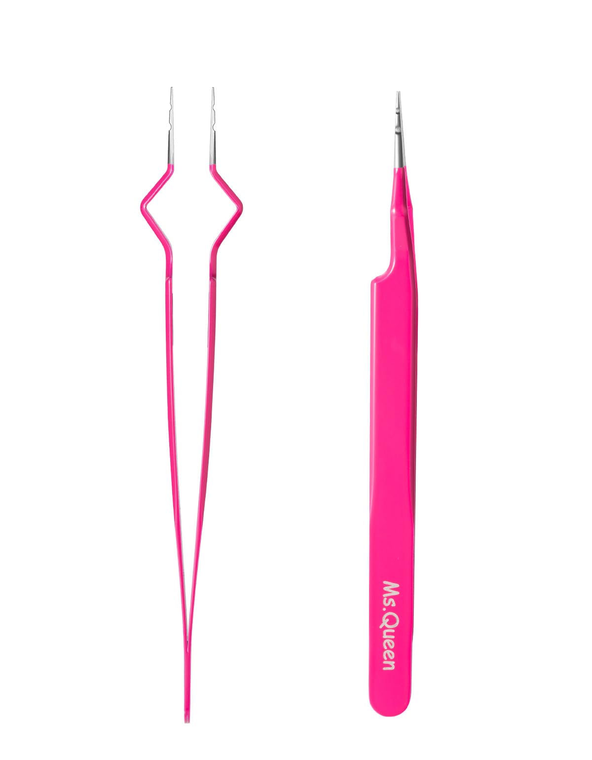 Ms.Queen Isolation Tweezers for Eyelash Extensions,V-Groove Design Precision Tip Isolation Eye Lash Tweezers,Convenient False Lash Application Tools for Lash Artist,Pink
