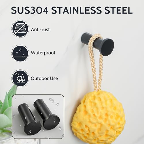 SAYAYO Black Coat Hooks - Modern Stainless Steel Towel Hooks, 4 PCS