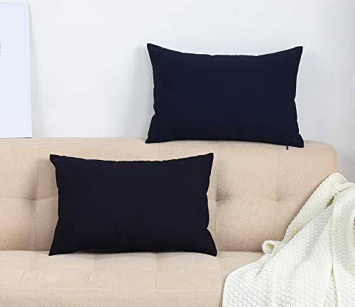 TangDepot 100% Cotton Dark Navy Throw Pillow Cover 12x20