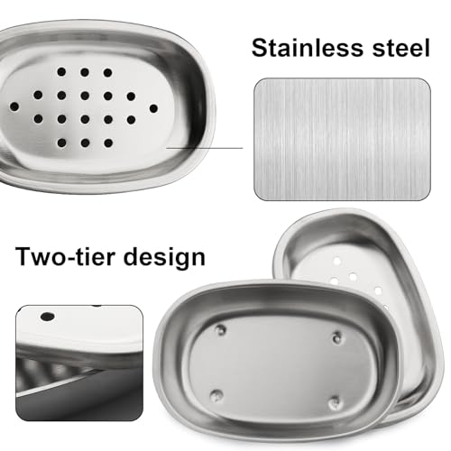 Stainless Steel Soap Dish with Double Layer Drainage - Brushed Nickel