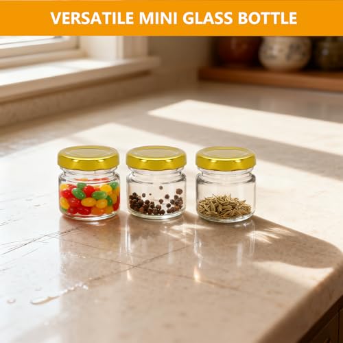 1oz Mini Glass Jars with Lids for Honey, Spices & Crafts