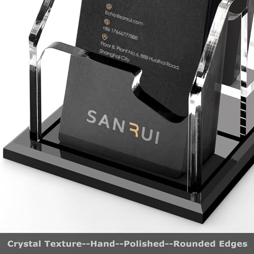 SANRUI Black Acrylic Business Card Holder - 2 Slot, 120 Card Capacity