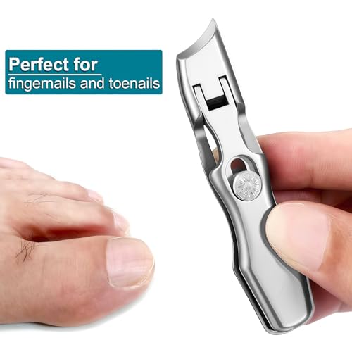 VOGARB Silver Large Ingrown Toenail Clippers with Wide Jaw, Anti-Splash Safety Lock & Nail File