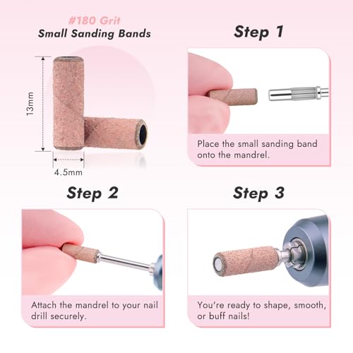 Finea 100 Pc Nail Drill Bits Set - 180 Grit Light Pink for Efile