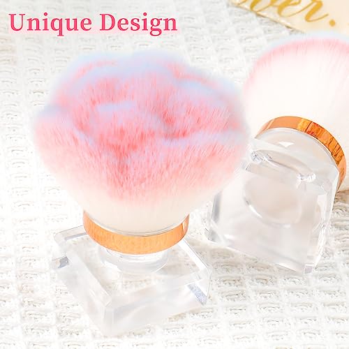 ANGNYA Rose-Shaped Nail Dust Brush with Gradient Color & Case