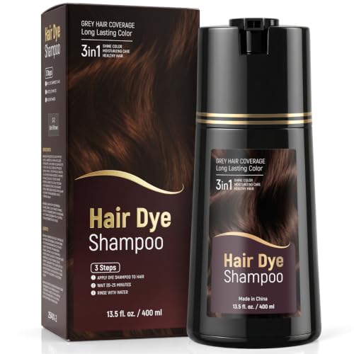 JUANCHI Dark Brown Hair Dye Shampoo 3-in-1 for Gray Hair Coverage - 400ml