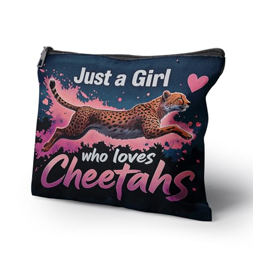 Just a Girl Who Loves Cheetahs Makeup Bag - Large Travel Organizer 10x8 inch