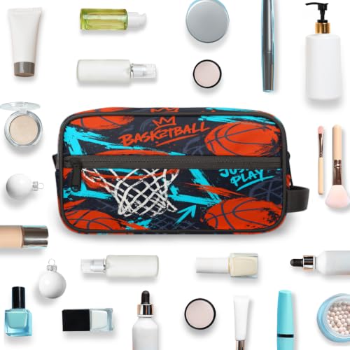 PATTERNFUL Basketball Travel Toiletry Bag for Kids - Waterproof Hanging Organizer
