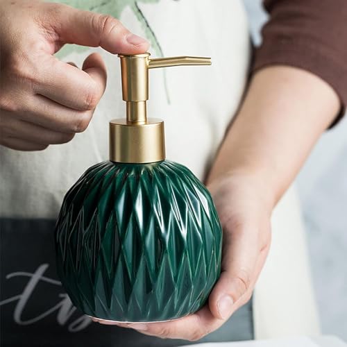 Ceramic Gold Soap Dispenser 400ml Green - BECHOICEN