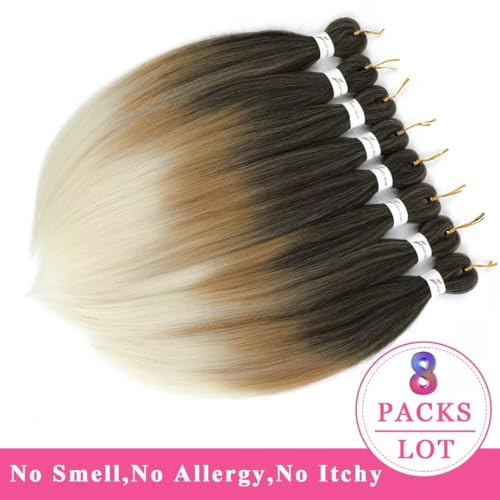 Msloosily 20-Inch Pre-Stretched Braiding Hair - 8 Packs, 1B/27/613 Ombre