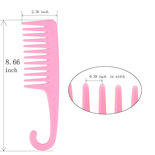 Ronchall 4-Pack Wide Teeth Combs with Hooks for Easy Detangling