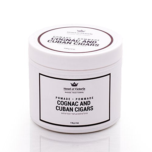 Henri et Victoria Cognac & Cuban Cigar Hair Pomade for Men – Strong Hold, Water-Based 118g/4oz