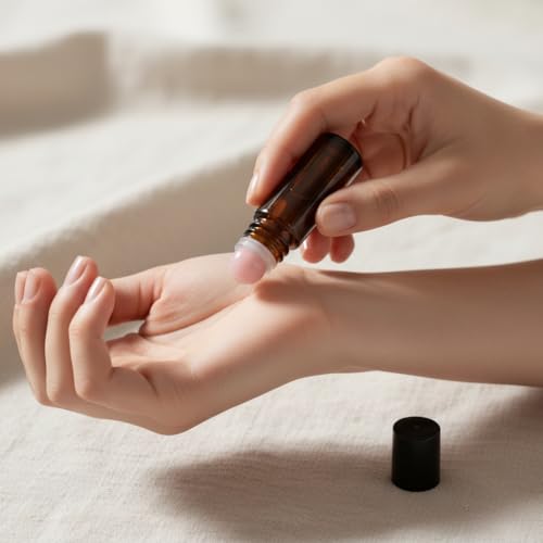 2 Pack Pink Amber Glass Roll-On Bottles with Jade Roller Balls - 50ml