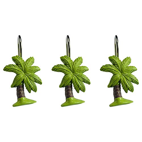 Twofishes Decorative Coconut Tree Shower Curtain Hooks - Pack of 12