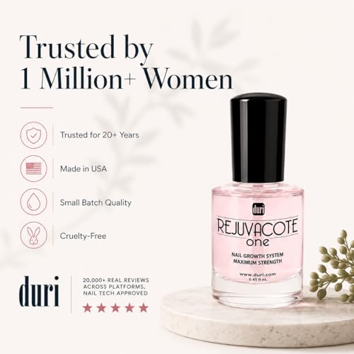 Duri Rejuvacote 1 Nail Growth System - Maximum Strength Nail Strengthener for Damaged Nails from Gel, Acrylic Manicure | Grow Long Natural Fingernails Fast - Rejuvacare Nail Hardener - 0.45 fl. oz.