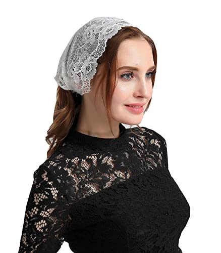 Leimandy Floral Lace Headwrap - Soft Vintage Style Headcover Veil