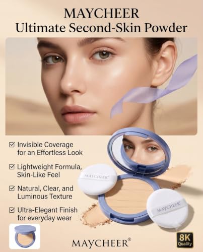 Venysis Oil-Control Pressed Powder Compact with Mirror & 2 Puffs – Natural Beige