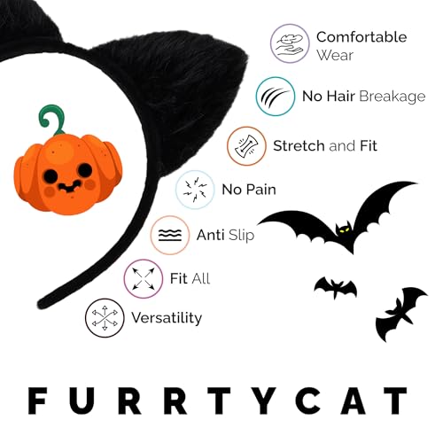 WonderCat London Soft Style Black Cat Ears Headband Halloween Costume Accessory