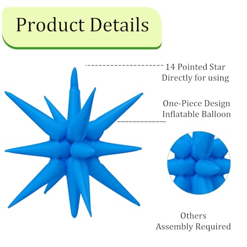 27-Inch Neon Starburst Balloons - Glow in the Dark Party Decor (7 Pack)
