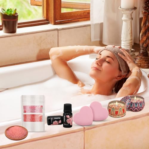 Oukuok Rose-Themed 9-Piece Pamper Spa Gift Set – Thank You Gifts for Women