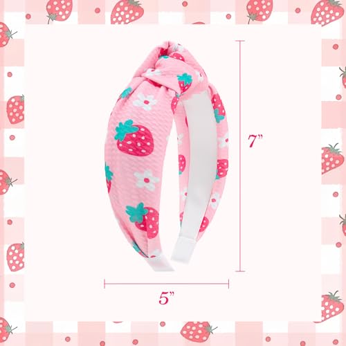 3-Piece Strawberry Knotted Headband Set for Women and Girls, Non-Slip