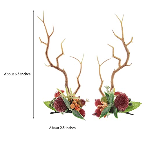 Resin Antlers Christmas Reindeer Headband Hair Clips Holiday Hair Accessory - TOECWEGR