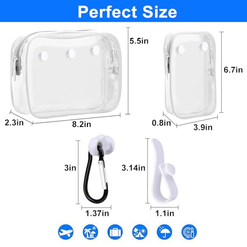 Everfunny White 2-Pack Clear Bogg Beach Tote Bag with Inserts & Hooks - Travel & Cosmetic Organizer