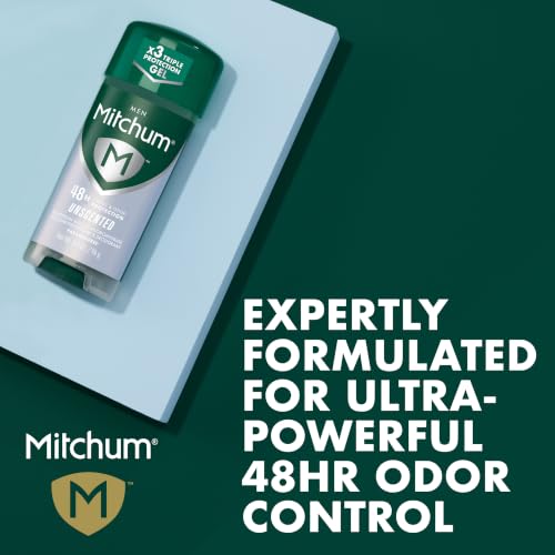 Mitchum Men’s Unscented Antiperspirant Gel 3.4oz Pack of 2 – 48HR Odor & Sweat Protection